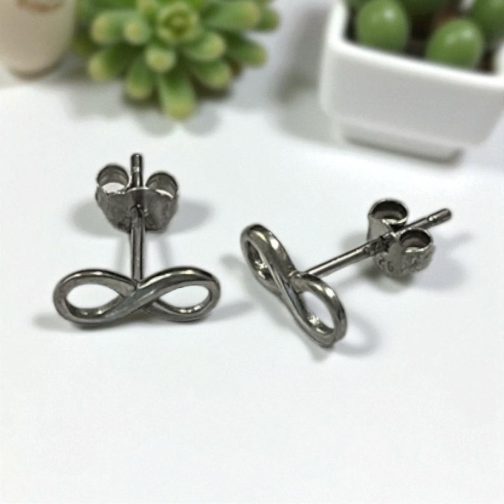 925 Sterling Silver Infinity Stud Post Earrings - image 1
